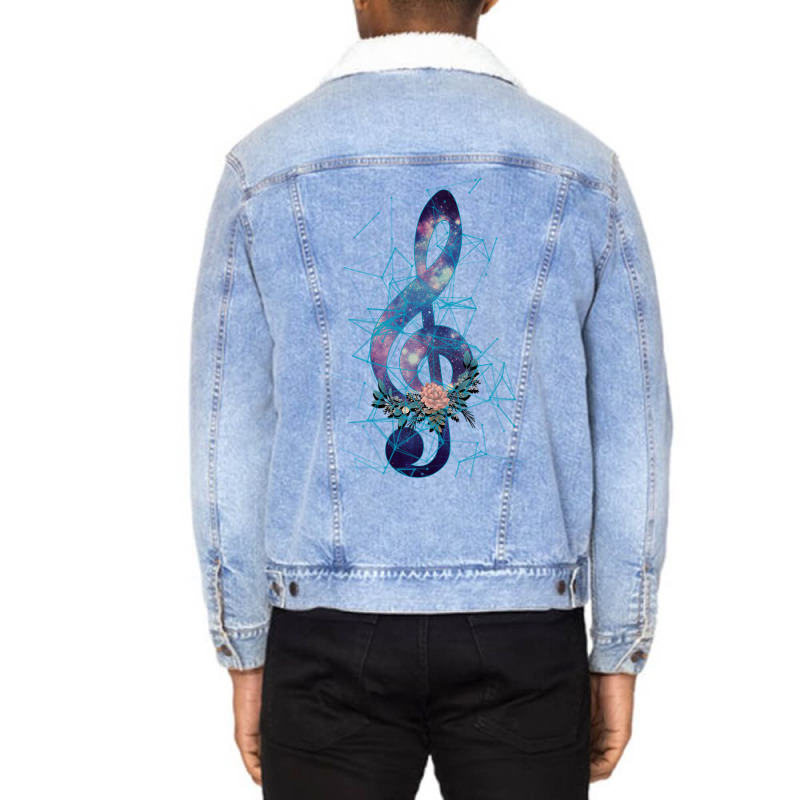 Music Note Is My Life Galaxy Unisex Sherpa-lined Denim Jacket | Artistshot