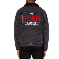 It's Fish O'clock Somewhere For Dark Unisex Sherpa-lined Denim Jacket | Artistshot