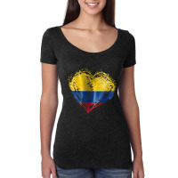 Hispanic Heritage Colombia Flag Heartbeat Colombia Women's Triblend Scoop T-shirt | Artistshot