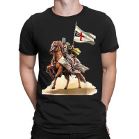 Knights Templar On A Horse Flag Deus Vult Crusader T-shirt | Artistshot