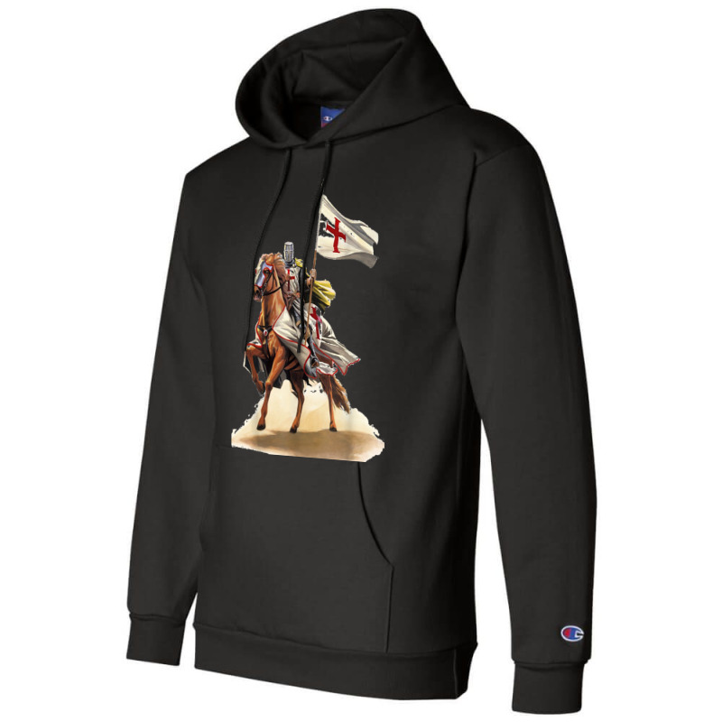 Knights Templar On A Horse Flag Deus Vult Crusader Champion Hoodie | Artistshot