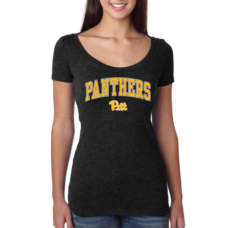 Pittsburgh Panthers Arch Over Black Officially Lic Women's Triblend Scoop T-shirt by coyagota | Artistshot