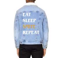 Eat Sleep Smite Repeat   Funny Paladin 30 Unisex Sherpa-lined Denim Jacket | Artistshot