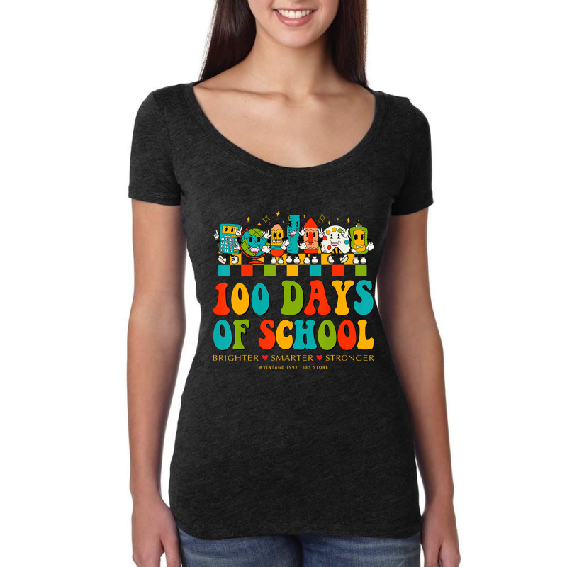 Happy 100th Day Of School Teachers Brighter Smarte Women's Triblend Scoop T-shirt by mauthe | Artistshot