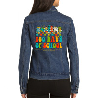 Happy 100th Day Of School Teachers Brighter Smarte Ladies Denim Jacket | Artistshot