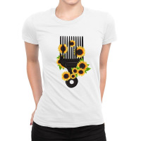 Afro Comb Sunflowers Ladies Fitted T-shirt | Artistshot