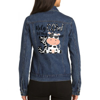 Holy Cow I'm 3 Birthday Boy 3rd Cow Farm Animals B Ladies Denim Jacket | Artistshot