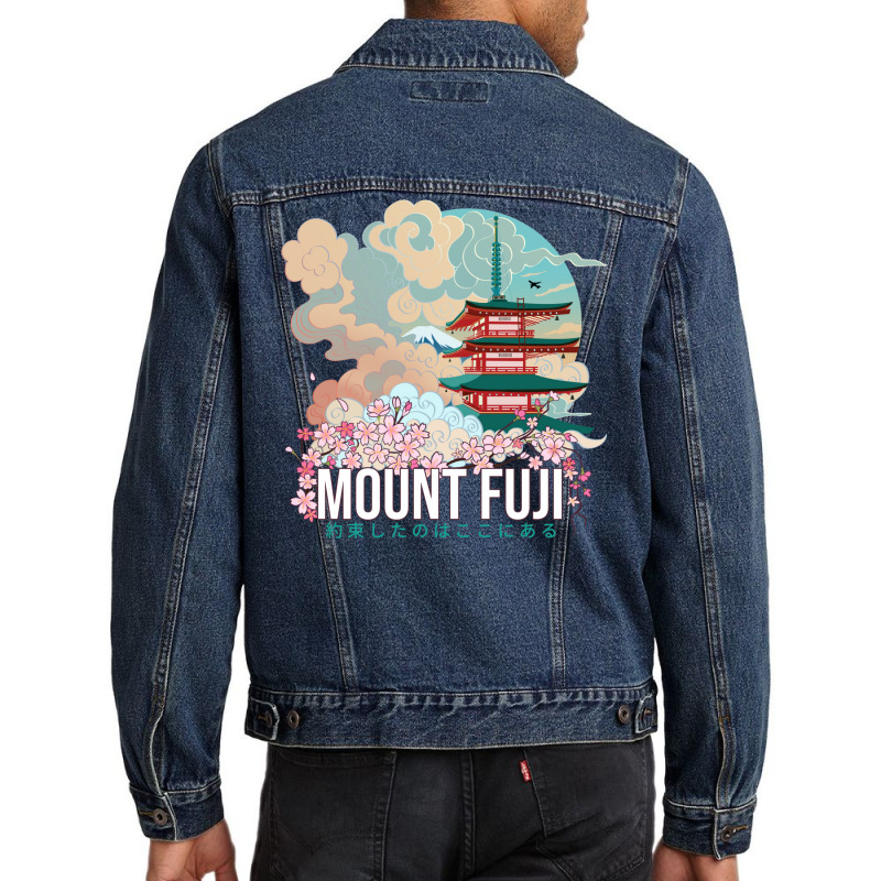 Cloudy Mount Fuji Men Denim Jacket by masfiaano4 | Artistshot