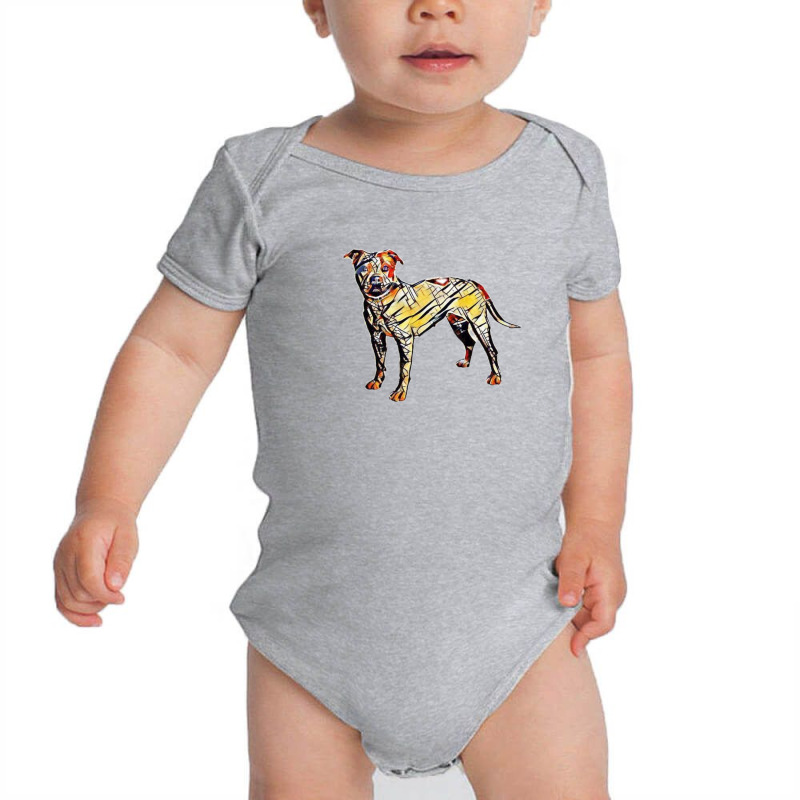 White Pit Bull Dog With Brownorward At C Baby Bodysuit by Kemnabi | Artistshot