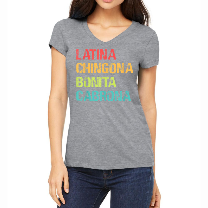 Latina Chingona Bonita Cabrona Gift T Shirt Women's V-Neck T-Shirt by genousuv | Artistshot