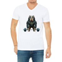 Pitbull Dog Weightlifting Funny Deadlift Men Fitne V-neck Tee | Artistshot