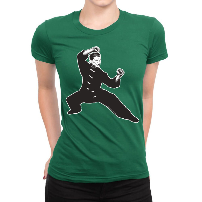 Kung Fu Reagan Ladies Fitted T-Shirt by adziaaroudg | Artistshot