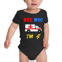 Kids Ambulance 4 Years Old 4th Birthday Emergency Baby Bodysuit | Artistshot