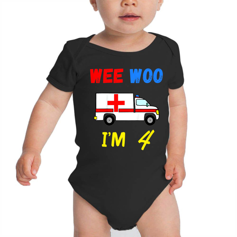 Kids Ambulance 4 Years Old 4th Birthday Emergency Baby Bodysuit | Artistshot