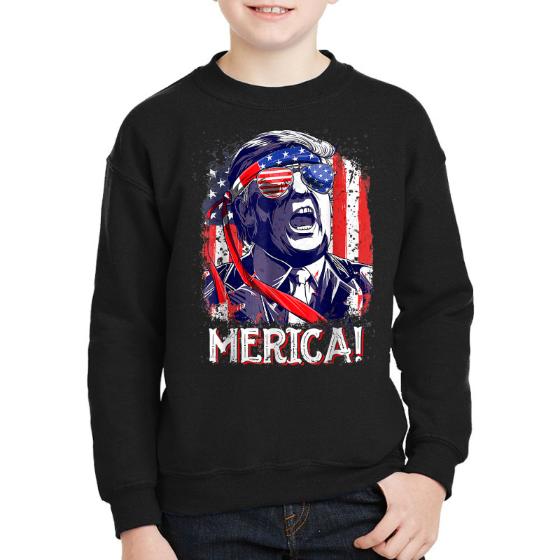 Trump Merica 4th Of July Men Boys Kids Murica T Sh Youth Sweatshirt | Artistshot