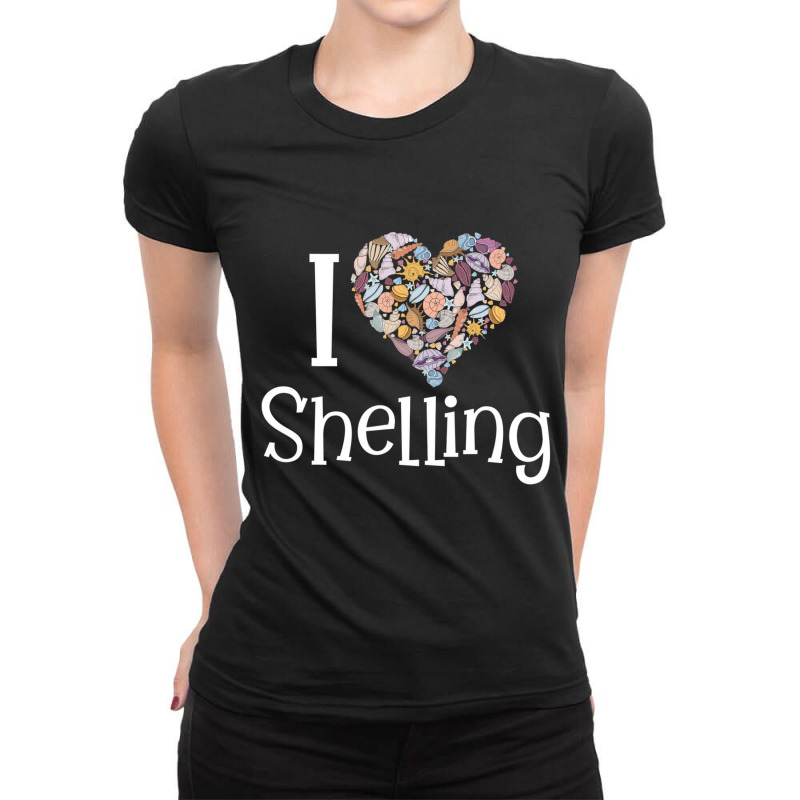 I Love Shelling   Beachcomber Beach Lover Shell Co Ladies Fitted T-Shirt by mheny | Artistshot