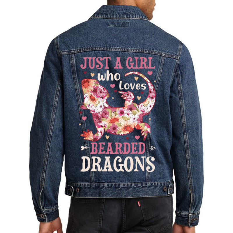 Bearded Dragon Just A Girl Who Loves Lizard Flower Men Denim Jacket by kerrmanthez | Artistshot