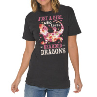 Bearded Dragon Just A Girl Who Loves Lizard Flower Vintage T-shirt | Artistshot