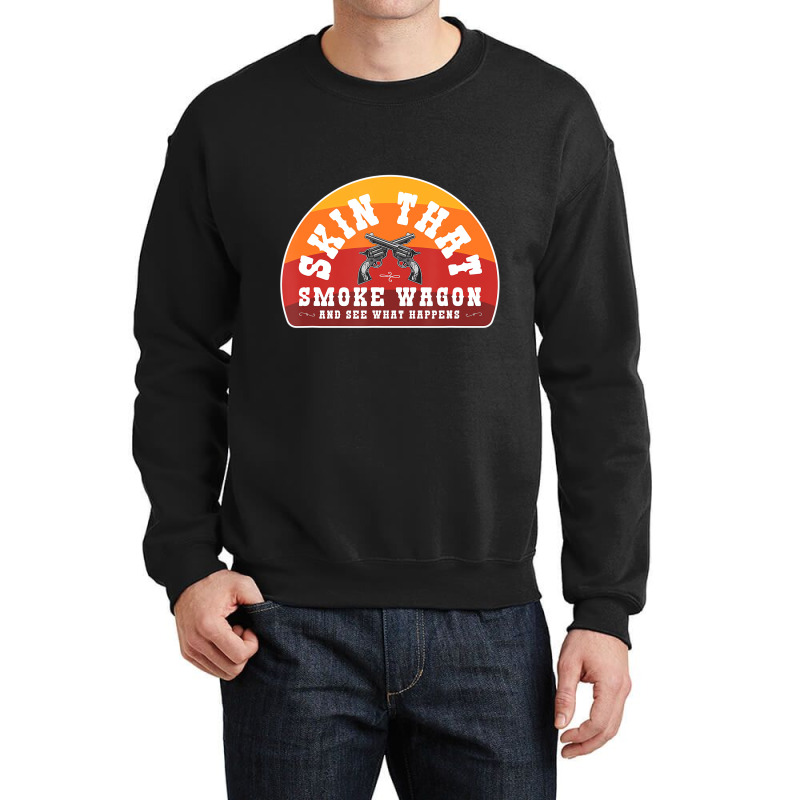 Skin That Smoke Wagon Retro Desert Sunset Western Crewneck Sweatshirt | Artistshot