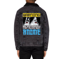 Warning May Spontaneously Start Talking About Anim Unisex Sherpa-lined Denim Jacket | Artistshot