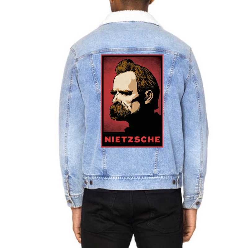 Nietzsche Print Unisex Sherpa-Lined Denim Jacket by totriadobij | Artistshot