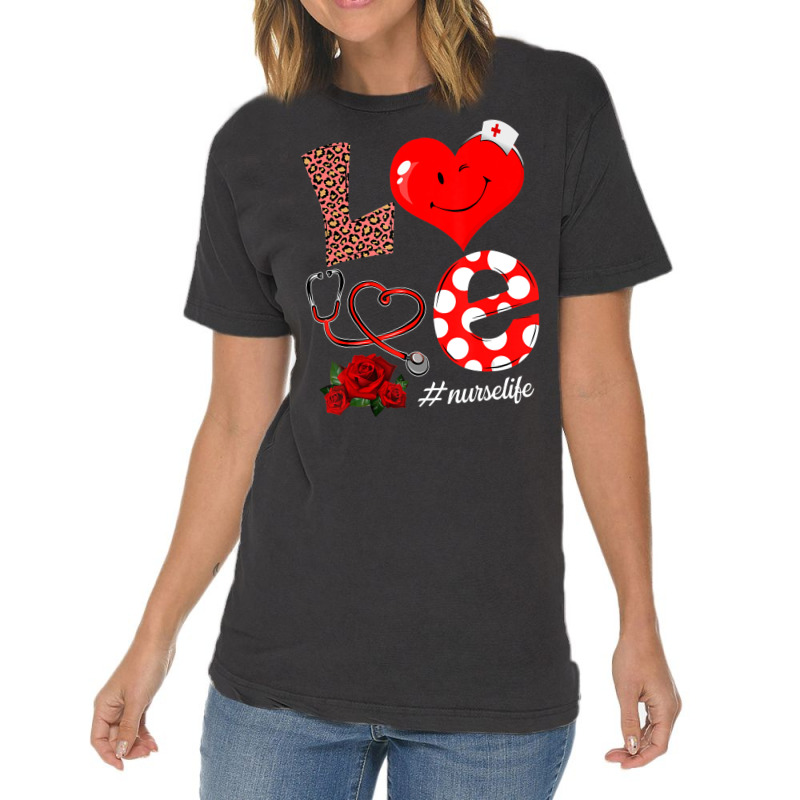 Love Heart Stethoscope Nurse Life Valentine Day 20 Vintage T-shirt | Artistshot