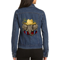 Elephant Farmer Farming Agriculture Rancher Wildli Ladies Denim Jacket | Artistshot