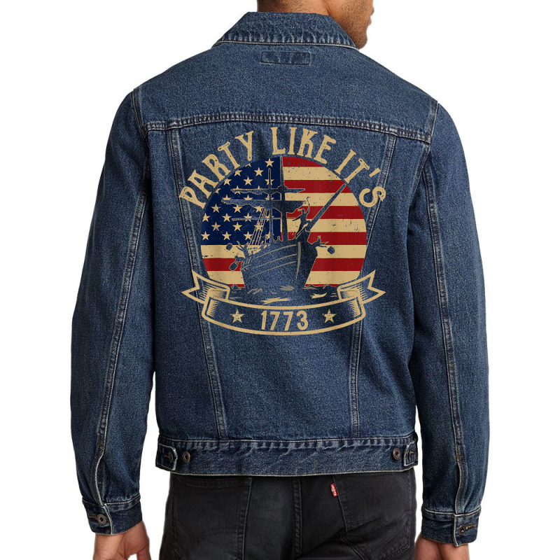 Party Like It's 1773 Funny Us History Boston Tea V Men Denim Jacket | Artistshot