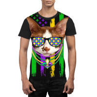 Cute Oriental Cat Lover American Flag Mardi Gras Graphic T-shirt | Artistshot