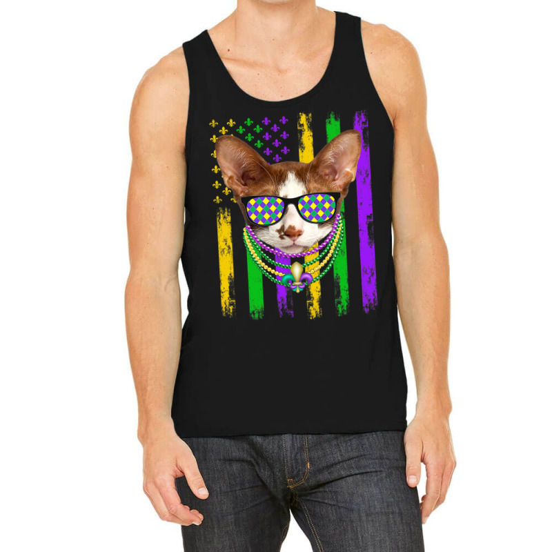 Cute Oriental Cat Lover American Flag Mardi Gras Tank Top | Artistshot