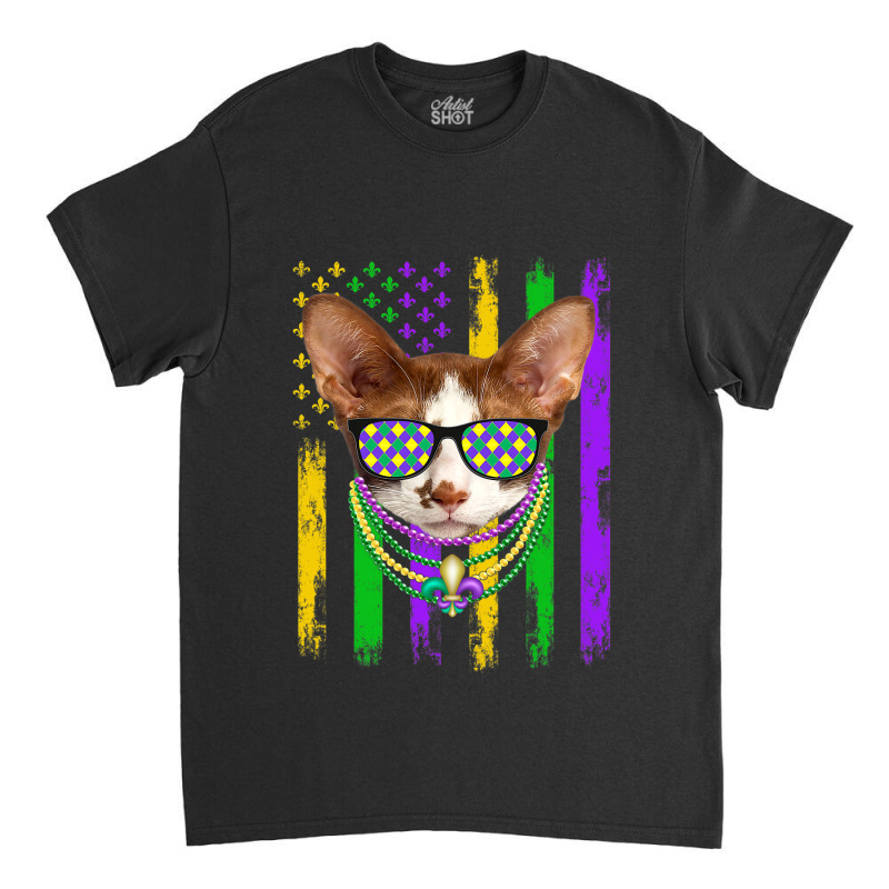 Cute Oriental Cat Lover American Flag Mardi Gras Classic T-shirt | Artistshot