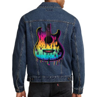 Guitar Graphic Music Lover   Acoustic Guitar Playe Men Denim Jacket | Artistshot