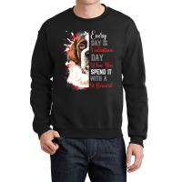 Womens Valentines Day St Bernard Mom Mother Doggy  Crewneck Sweatshirt | Artistshot