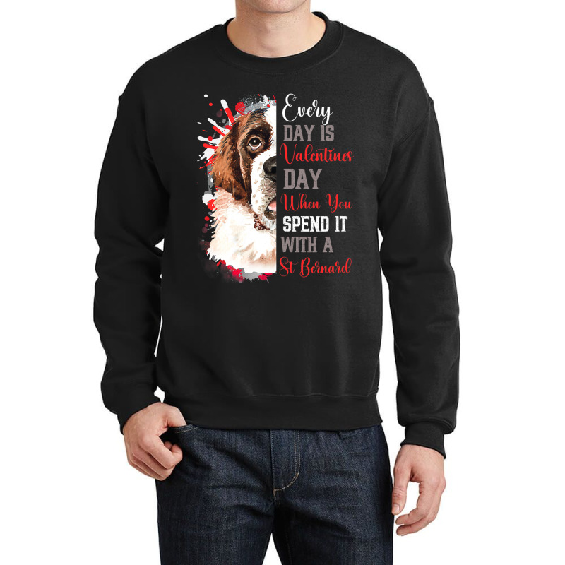 Womens Valentines Day St Bernard Mom Mother Doggy  Crewneck Sweatshirt | Artistshot