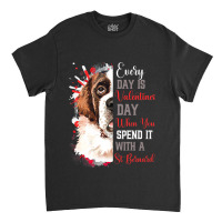 Womens Valentines Day St Bernard Mom Mother Doggy  Classic T-shirt | Artistshot