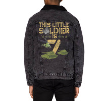 7 Year Old Soldier Birthday Boy 7th Birthday Kids Unisex Sherpa-lined Denim Jacket | Artistshot