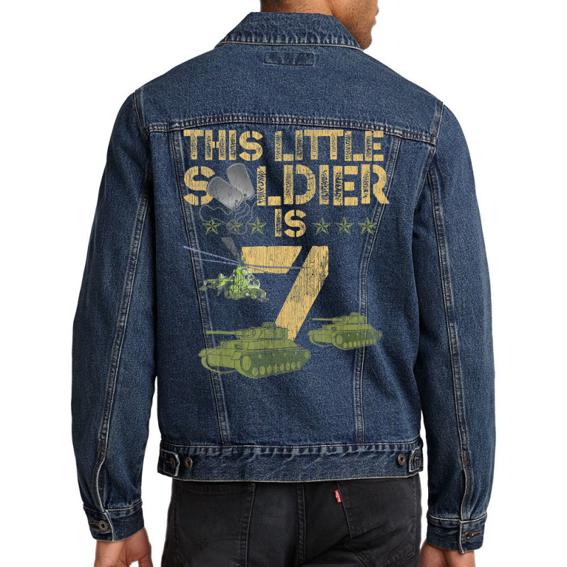 7 Year Old Soldier Birthday Boy 7th Birthday Kids Men Denim Jacket | Artistshot