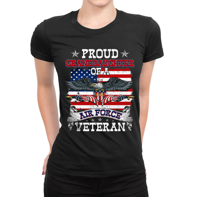 Proud Granddaughter Of A Us Air Force Veteran Mili Ladies Fitted T-Shirt by Upsunshine | Artistshot