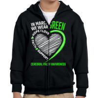 Love Hope Faith March We Wear Green Cerebral Palsy Youth Zipper Hoodie | Artistshot