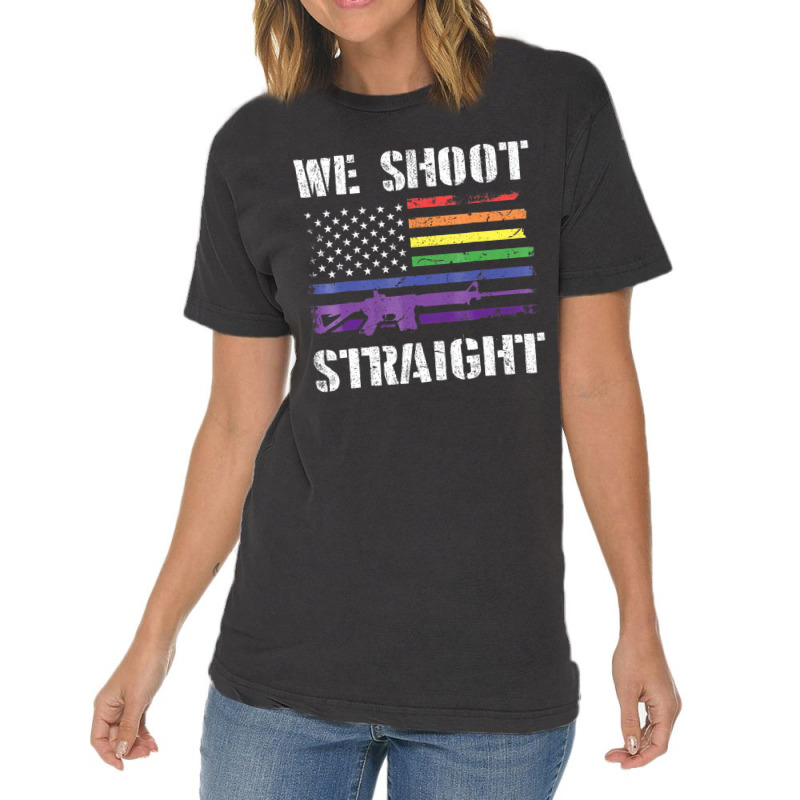 Gay Veteran We Shoot Straight Lgbt Veterans Day Gi Vintage T-shirt | Artistshot