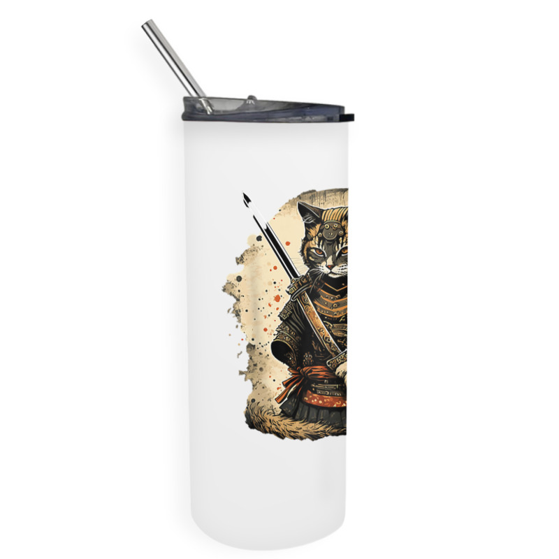 Japanese Cat Samurai Katana Sameowrai Anime T Shir Skinny Tumbler | Artistshot