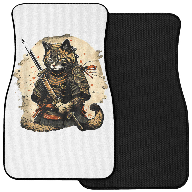 Japanese Cat Samurai Katana Sameowrai Anime T Shir Front Car Mat | Artistshot