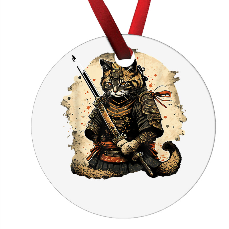 Japanese Cat Samurai Katana Sameowrai Anime T Shir Ornament | Artistshot