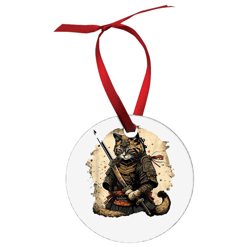 Japanese Cat Samurai Katana Sameowrai Anime T Shir Ornament | Artistshot