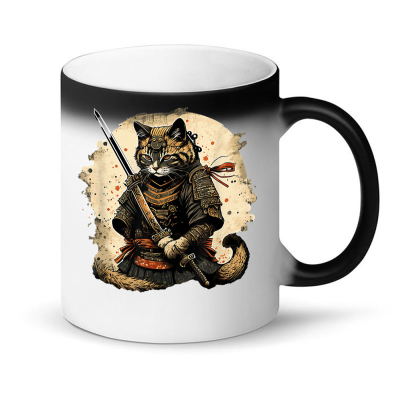 Japanese Cat Samurai Katana Sameowrai Anime T Shir Magic Mug | Artistshot