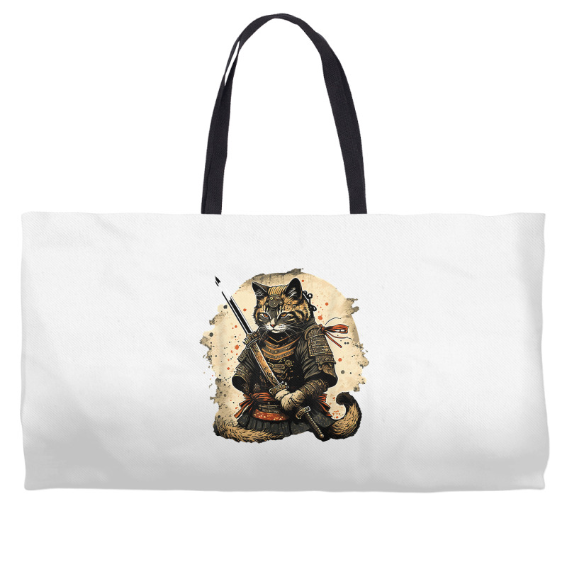 Japanese Cat Samurai Katana Sameowrai Anime T Shir Weekender Totes | Artistshot