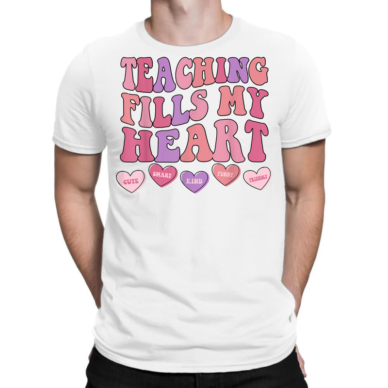 Teaching Fills My Heart Retro Groovy Teacher Valen T-shirt | Artistshot