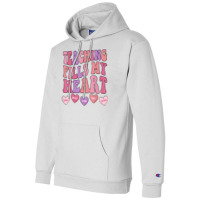 Teaching Fills My Heart Retro Groovy Teacher Valen Champion Hoodie | Artistshot