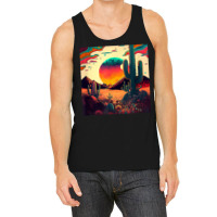 Trippy Desert Landscape Psychedelic Scene Cactus M Tank Top | Artistshot