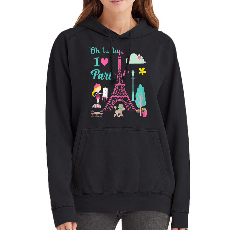 Oh La La I Love Paris Eiffel Tower French Traditio Vintage Hoodie by yucalsye | Artistshot